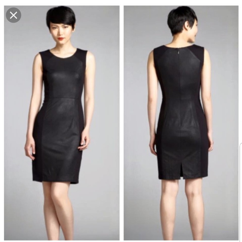 BCBG Max Azria Faux Leather Panel Dress